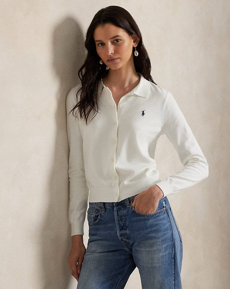 RL Polo-Collar Cotton-blend Buttoned Cardigan