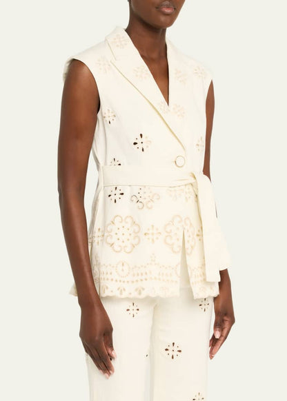 VB Townes Eyelet Vest | Komi Pants | Embroidered Stretch-cotton Twill Set
