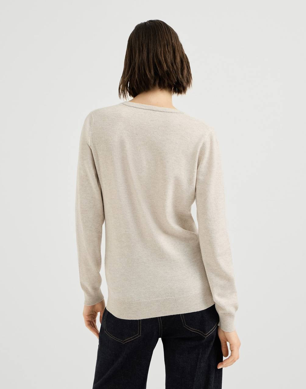 BC Cashmere V-neck Sweater With Monili