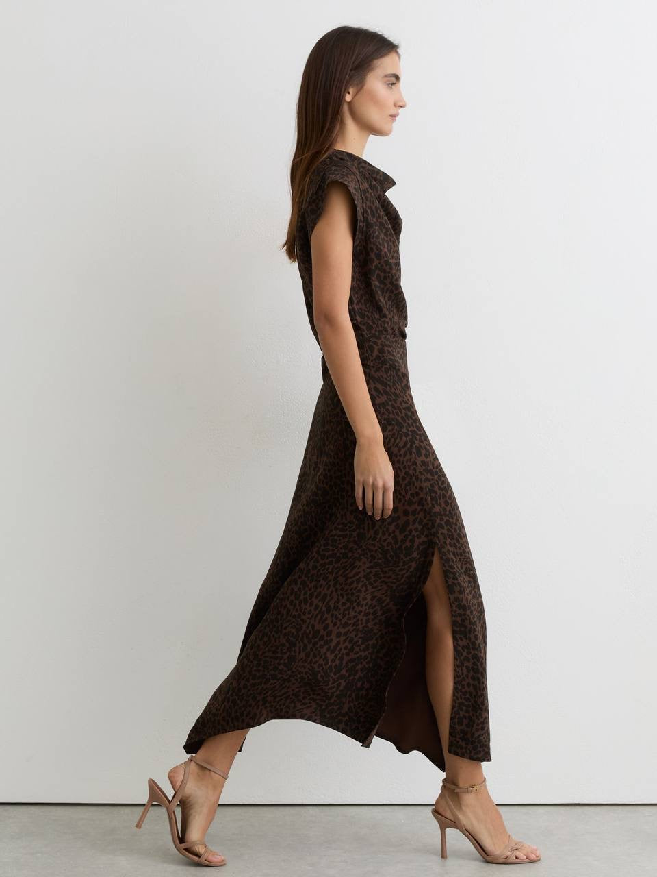 RS Harlie Animal-Print Draped Viscose-blend Jersey Midi Dress