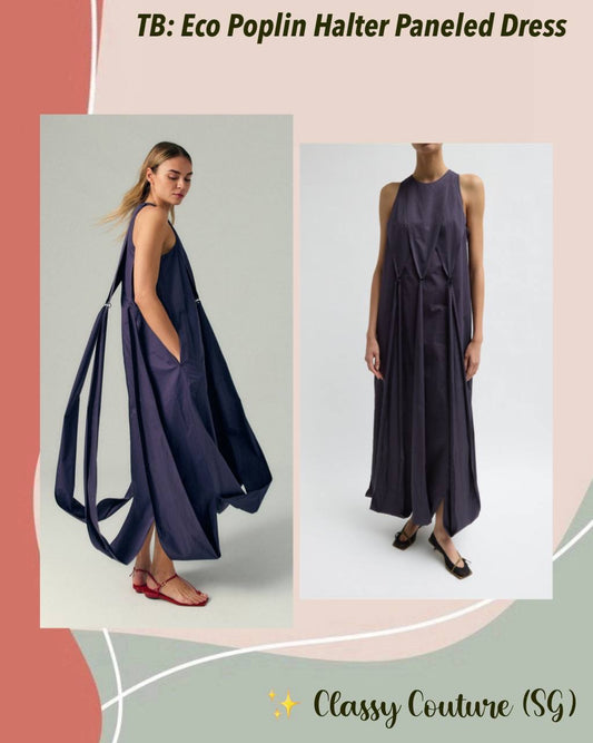 TB Eco Poplin Halter Paneled Midi Dress