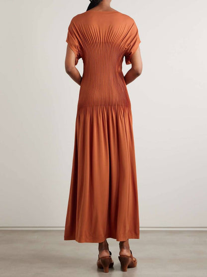 TOT Knife Pleated Viscose Maxi Dress