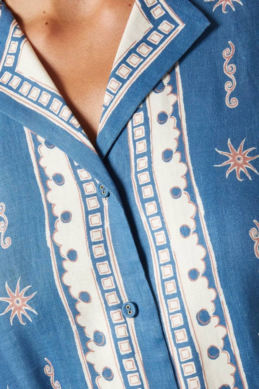 ALM Acacia Belted Linen Shirtdress Midi Dress