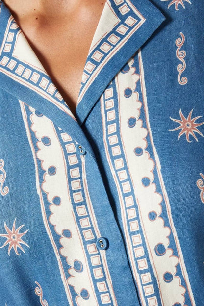 ALM Acacia Belted Linen Shirtdress Midi Dress