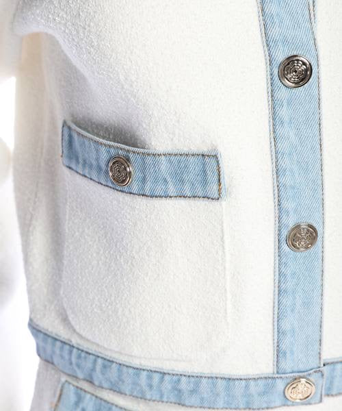 MJ Mirsalcollar Cardigan Sailor Top | Irsala Shorts | Denim Detail Set