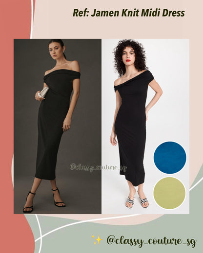 Ref Jamen Knit Off Shoulder Midi Dress