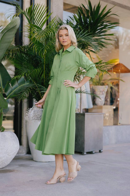 SK Jazz Pintuck Cotton-blend Midi Dress