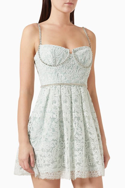 SP Green Cord Lace Mini Dress Mint Bustier