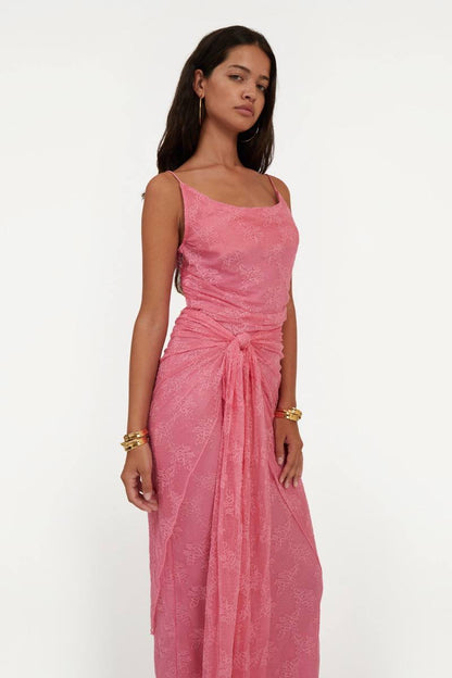 (draft, checked) RTT Ruched Lace Midi Dress