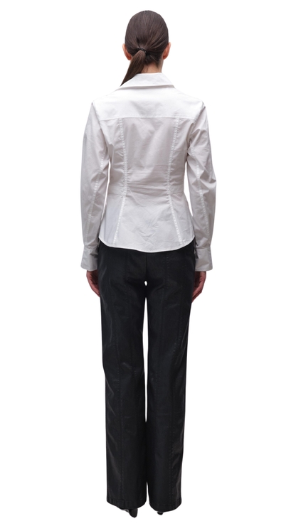 SK Loriel Belted Cotton-blend Long Sleeve Shirt Top