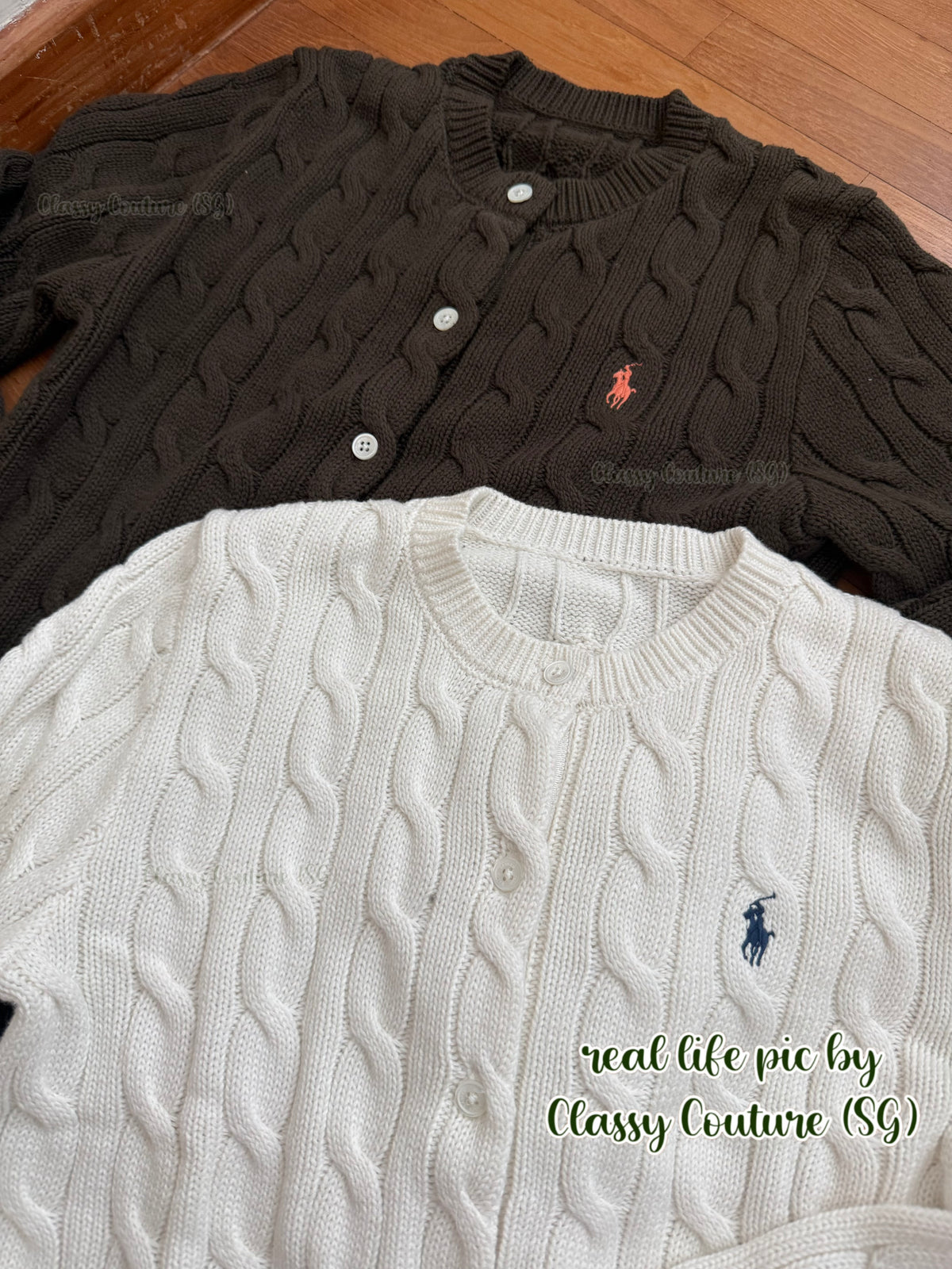 7 Colors! Cotton Cable Knit Crewneck Cardigan