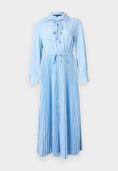 MJ Rossima Pleated Stripe Eyelet Midi Maxi Dress ShirtDress