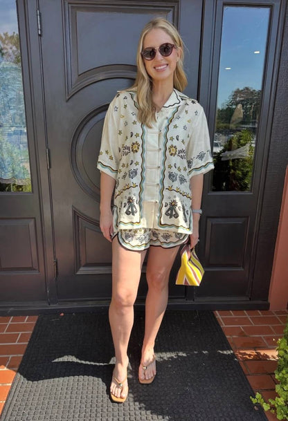 ALM Antionette Linen Shirt | Sun Shorts | Set
