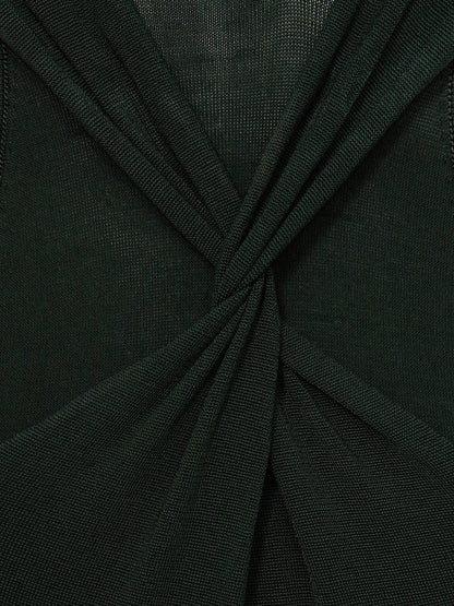 RS Cut-Out Knitted Maxi Dress in Dark Green