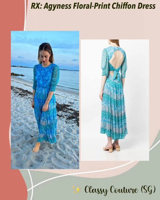 RX Agyness Floral Print Chiffon Midi Dress