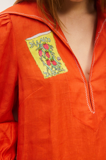 ALM Contessa Linen Shift Mini Dress Shirtdress