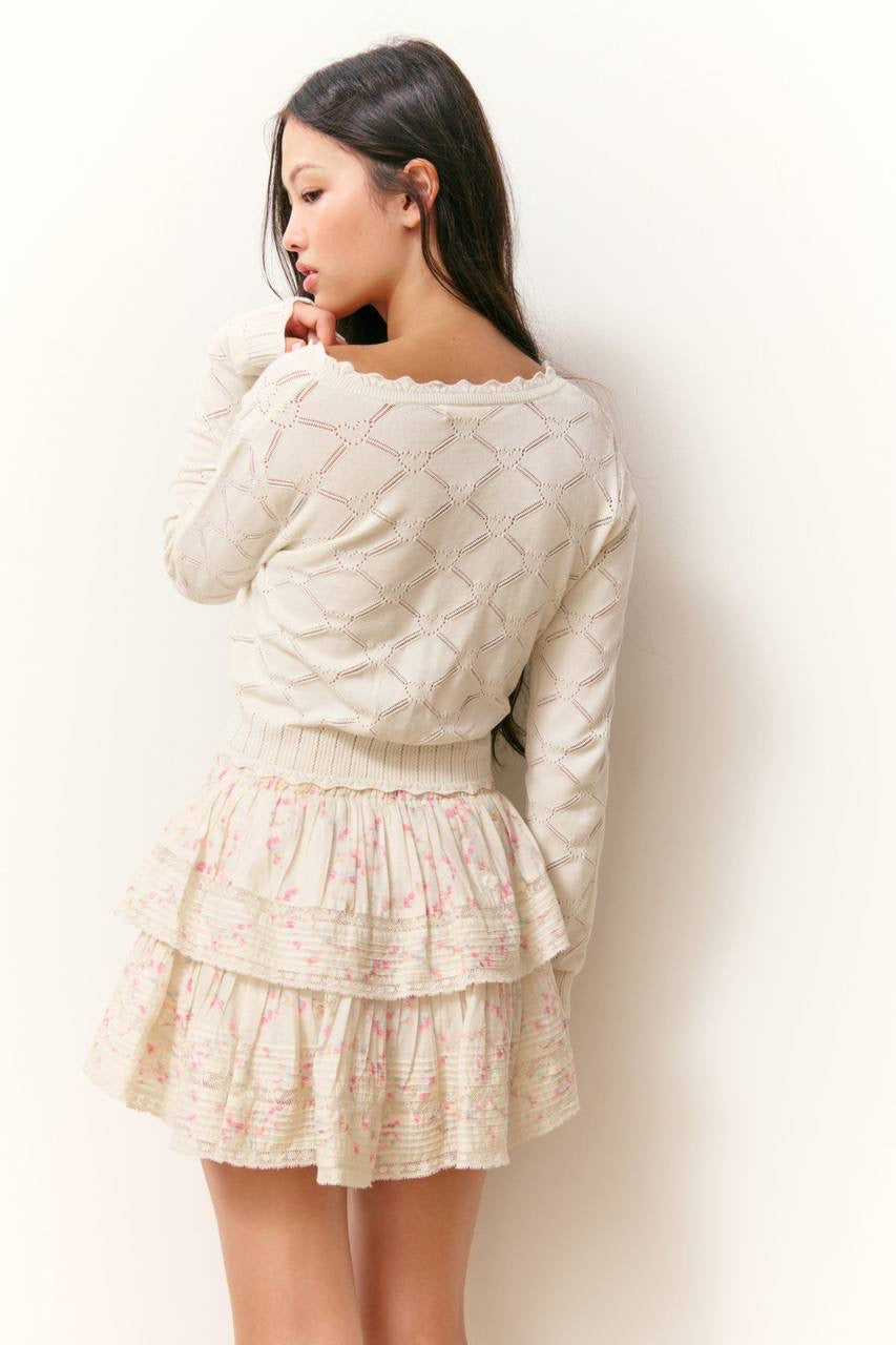 LSF Petra Knit Heart Argyle Cropped Cardigan