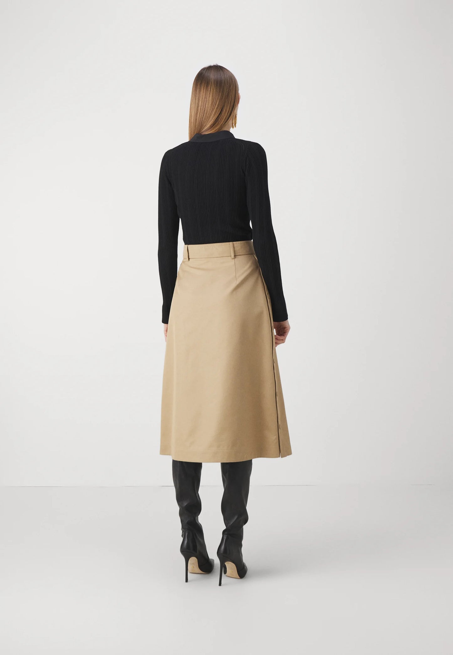 MM Nebbia Cotton-Blend Gabardine Wrap Midi Skirt