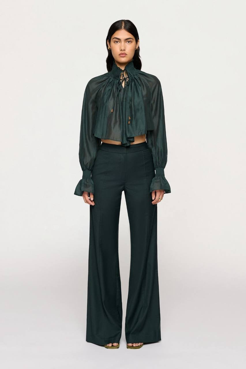 CLE Laurel Tencel-blend Sheer Cropped Shirt