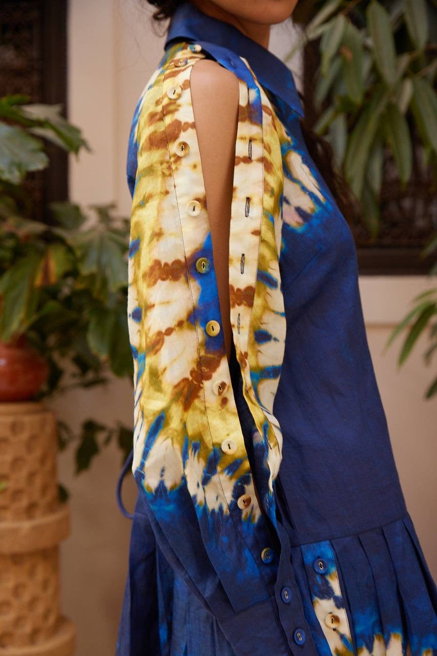 ALM Martine Tie Dye Ramie Shirtdress Midi Dress