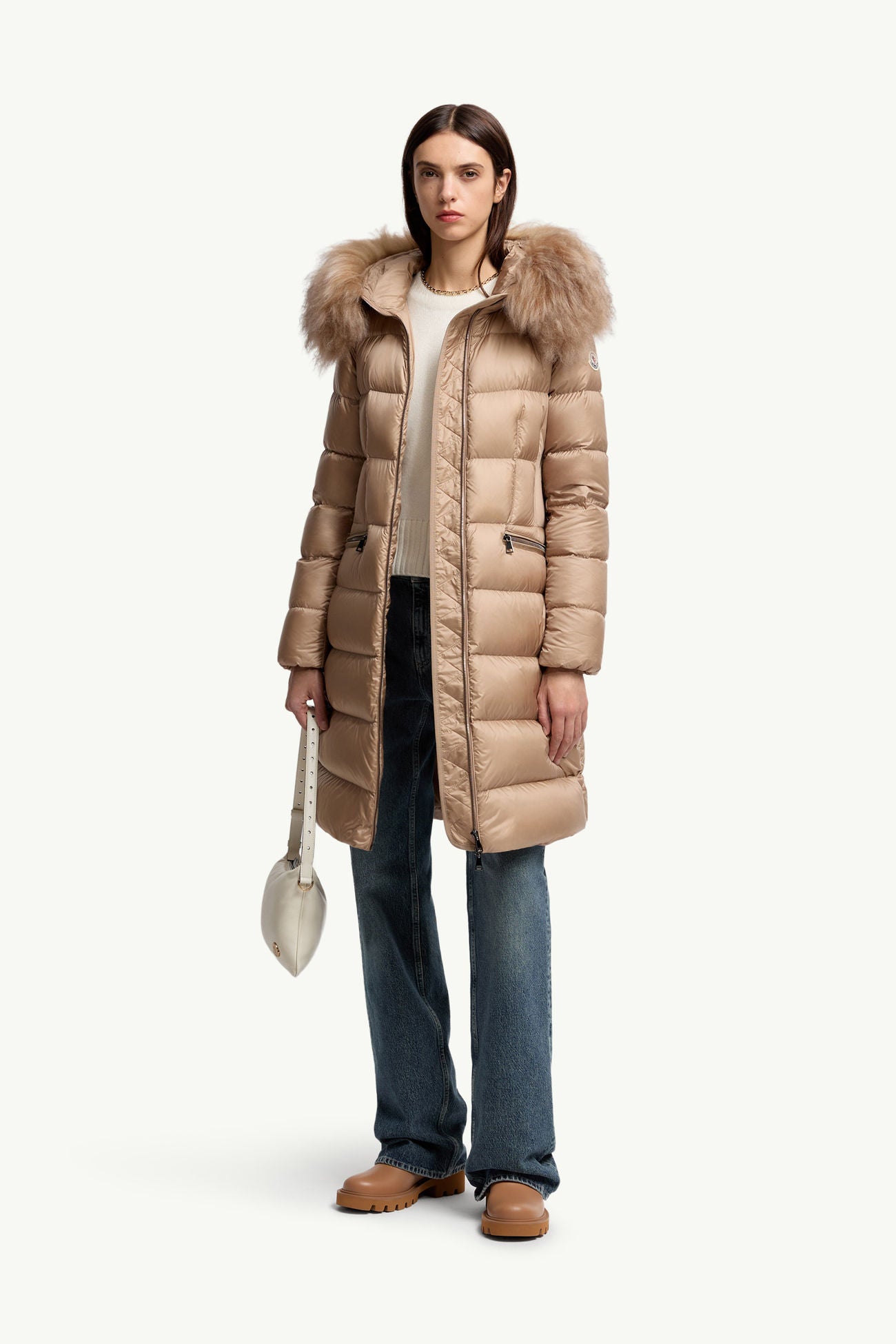 MC Boedic Hooded Shearling-Trimmed Long Down Jacket Coat