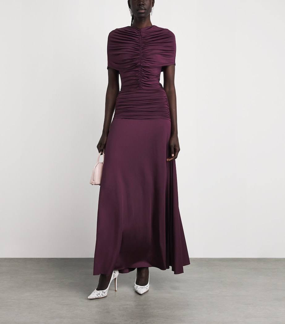 SP Burgundy Jersey Gathered Maxi Dress