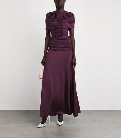 SP Burgundy Jersey Gathered Maxi Dress