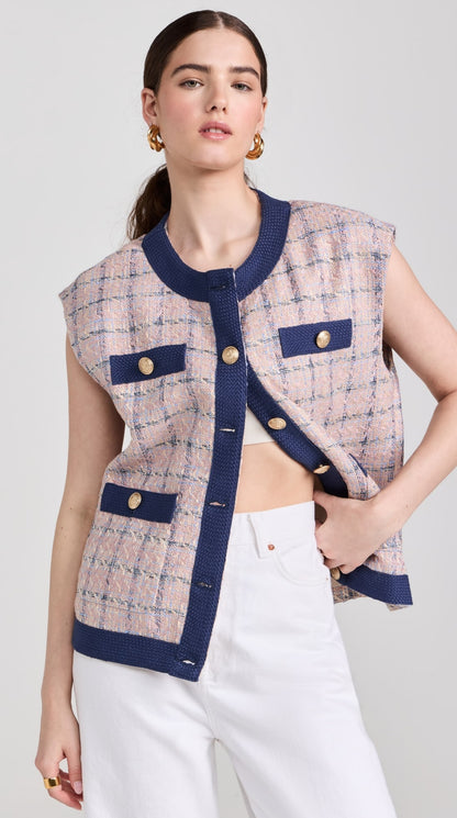 LA Laurel Tweed Oversized Vest