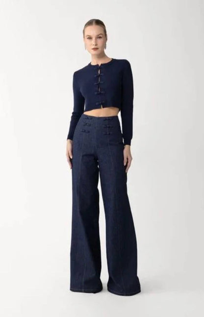 SAU Demi Viscose-blend Cropped Cardigan