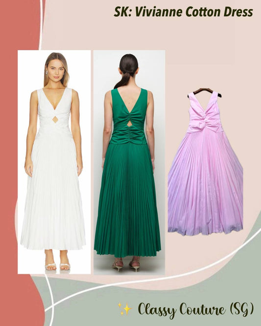 SK Vivianne Twist-Front Cutout Cotton-lined Midi Dress