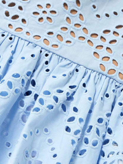 SP Blue Broderie Anglaise Top | Midi Skirt | Set