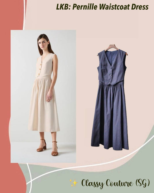 LKB Pernille Waistcoat Cotton-Linen Blend Midi Dress