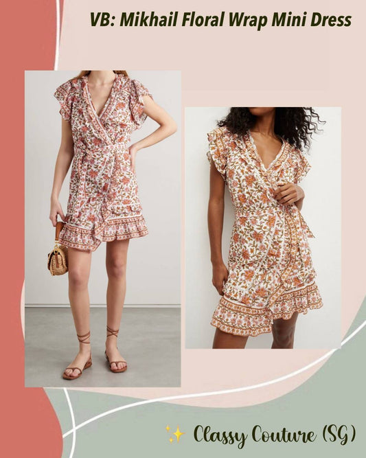 VB Mikhail Floral Cotton Wrap Mini Dress