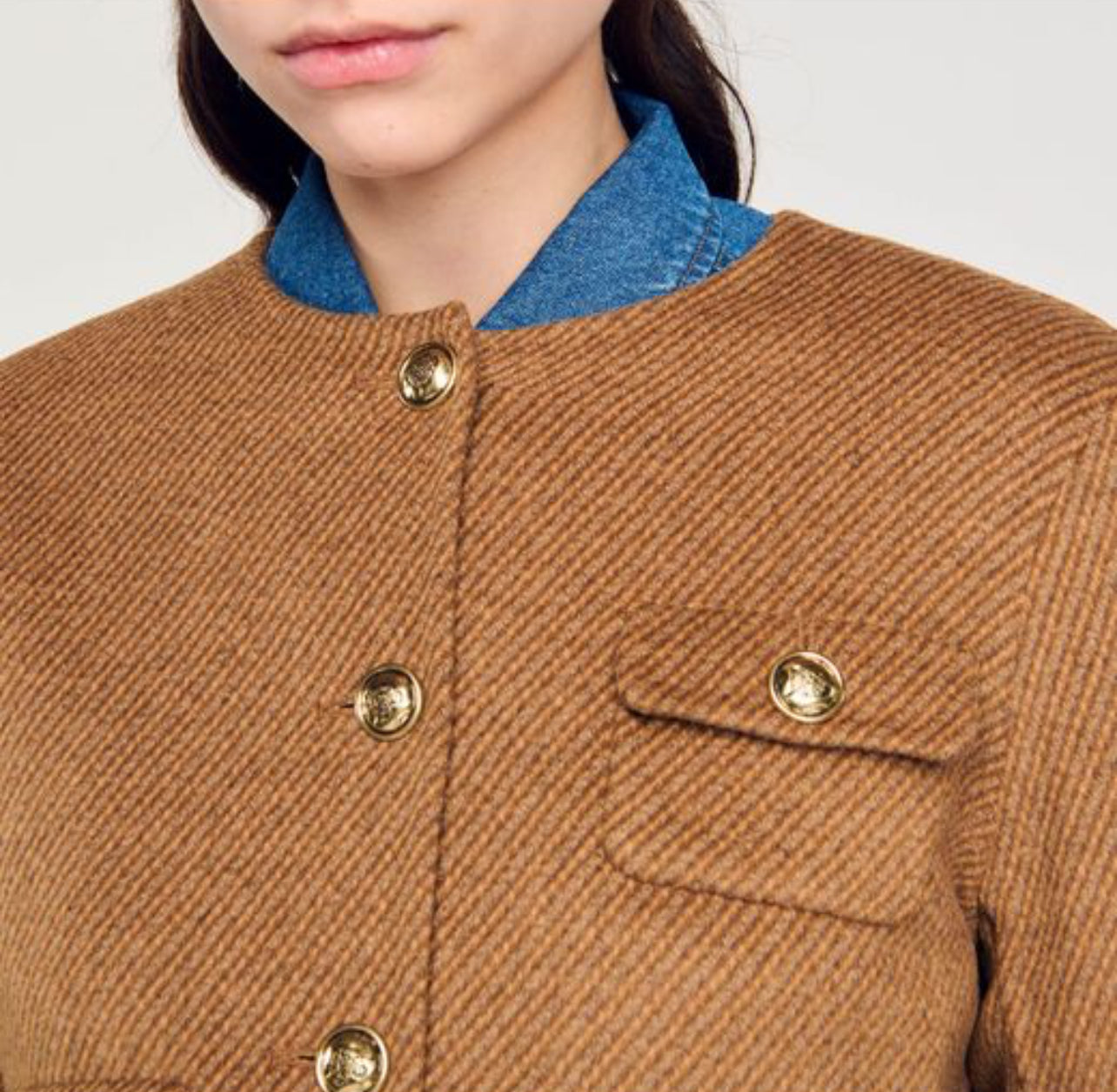 SD Cropped Button-Down Felted Wool-Blend Jacket