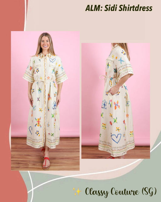 ALM Sidi Linen-Viscose Shirtdress Midi Dress