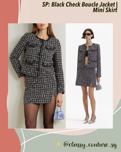 SP Black Check Boucle Jacket | Mini Skirt | Set