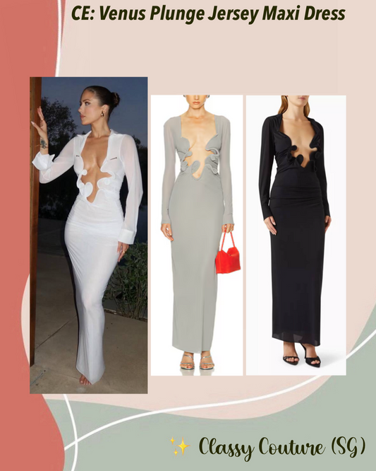 CE Venus Plunge Jersey Molded Cutout Shirt Maxi Dress