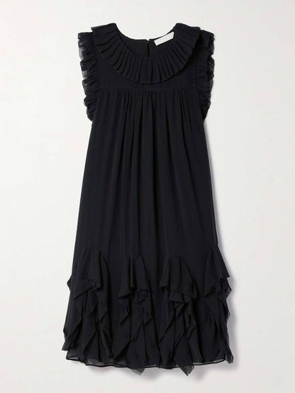 UJ Miri Ruffle Silk Crepe Mini Dress