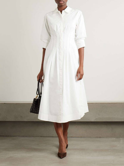 SK Jazz Pintuck Cotton-blend Midi Dress