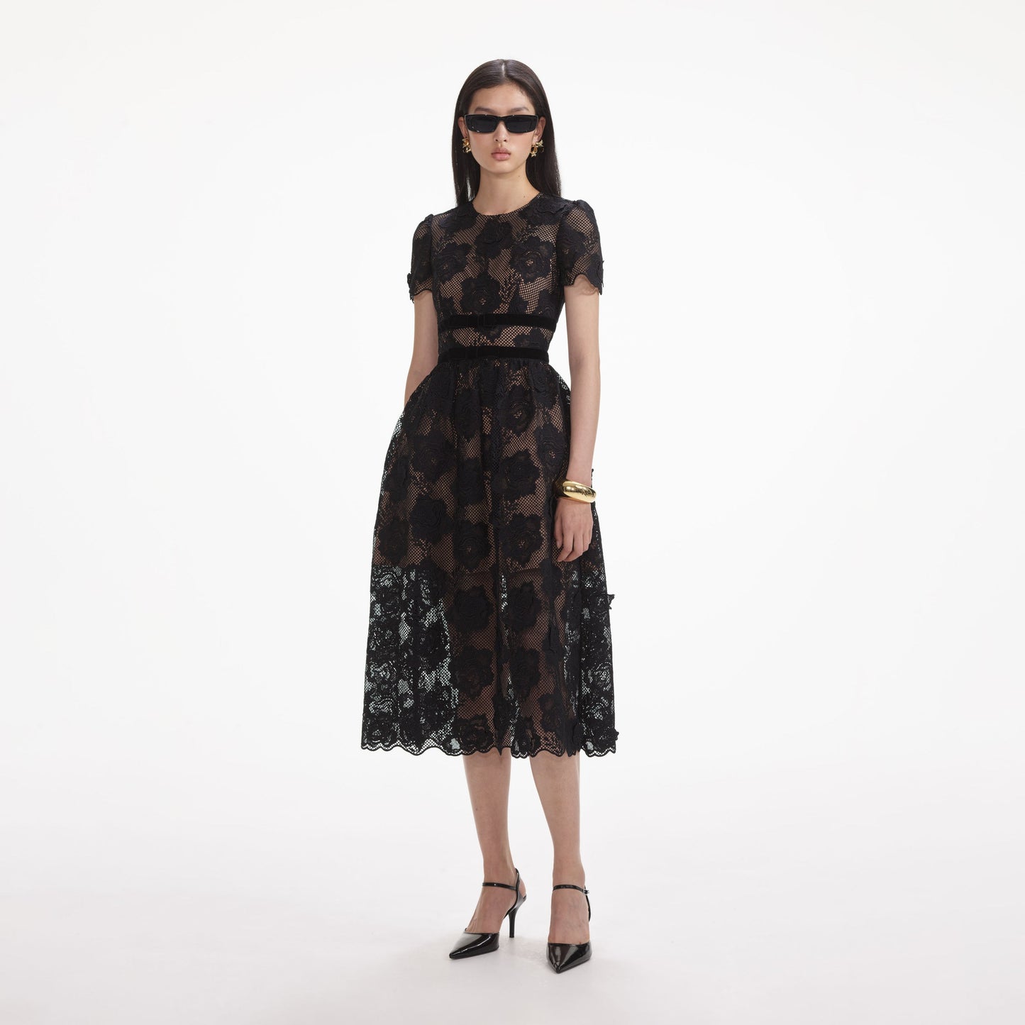 SP Black Lace Velvet Bow Mini | Midi Dress