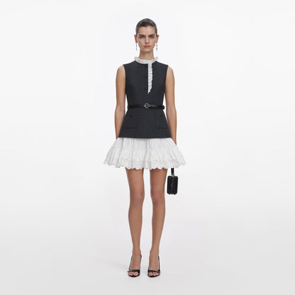 SP Grey Tailored Cotton Frill Mini Dress Jisoo