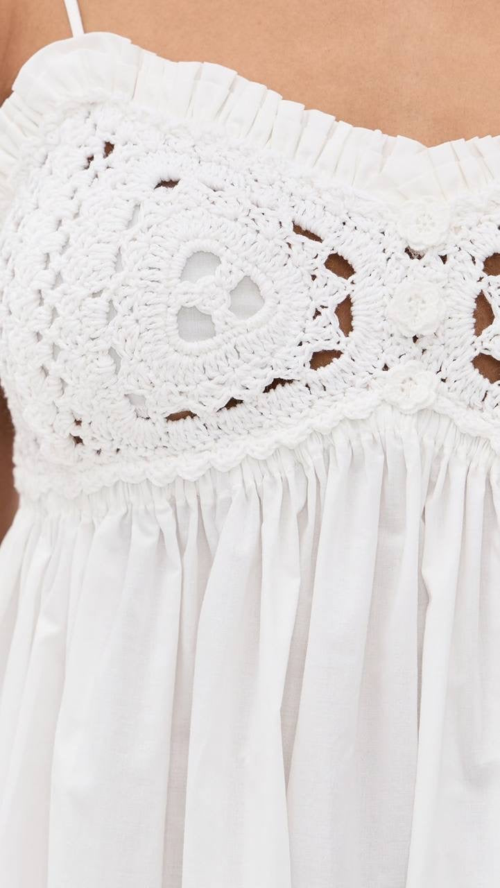 TG Kirsten Crochet Cotton Sundress Maxi Dress | Cami Babydoll Peplum Top