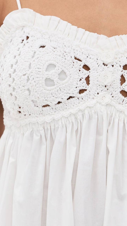 TG Kirsten Crochet Cotton Sundress Maxi Dress | Cami Babydoll Peplum Top