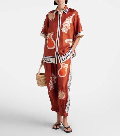 ALM Soleil D'Amour Printed Silk-Twill Shirt | Pant | Skirt | Set