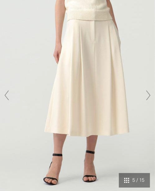TH Double-Pleat Trouser A-Line Midi Skirt in Admiral Crepe