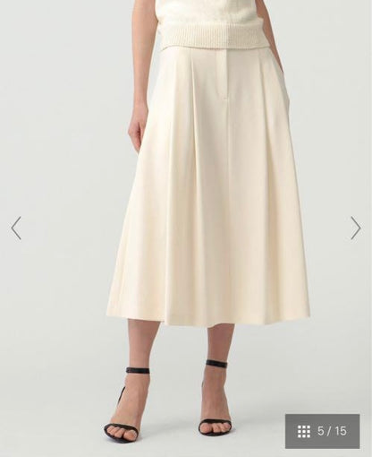 TH Double-Pleat Trouser A-Line Midi Skirt in Admiral Crepe