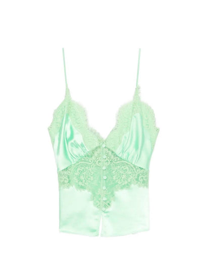 SP Green Satin Lace Cami Top