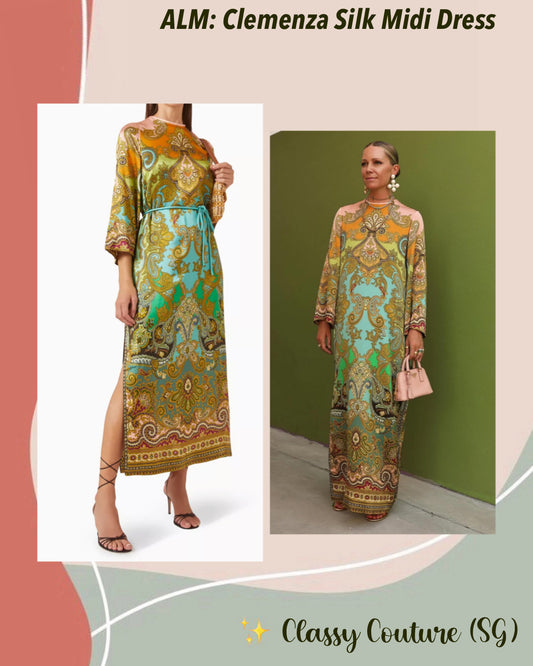 ALM Clemenza Silk Belted Shirtdress Midi Dress