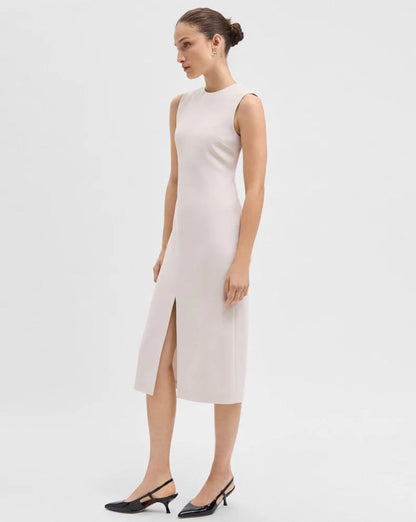 TH Sleeveless Crewneck Slit Midi Dress in Admiral Crepe
