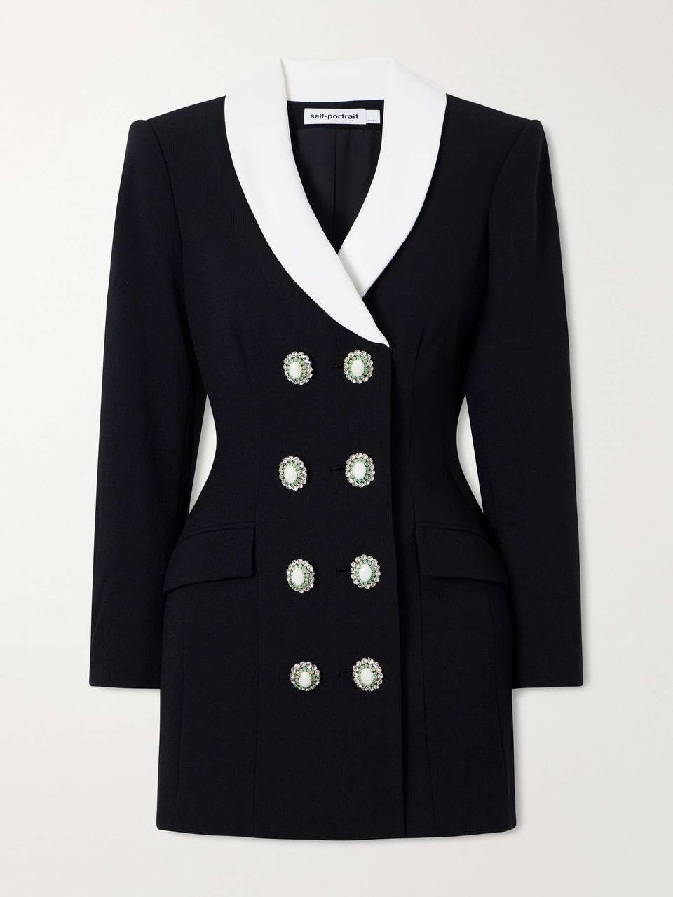 Black Tailored Double-breasted Contrast Collar Blazer Mini Dress